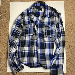 Blue, Black & Gray Light Flannel Button Up